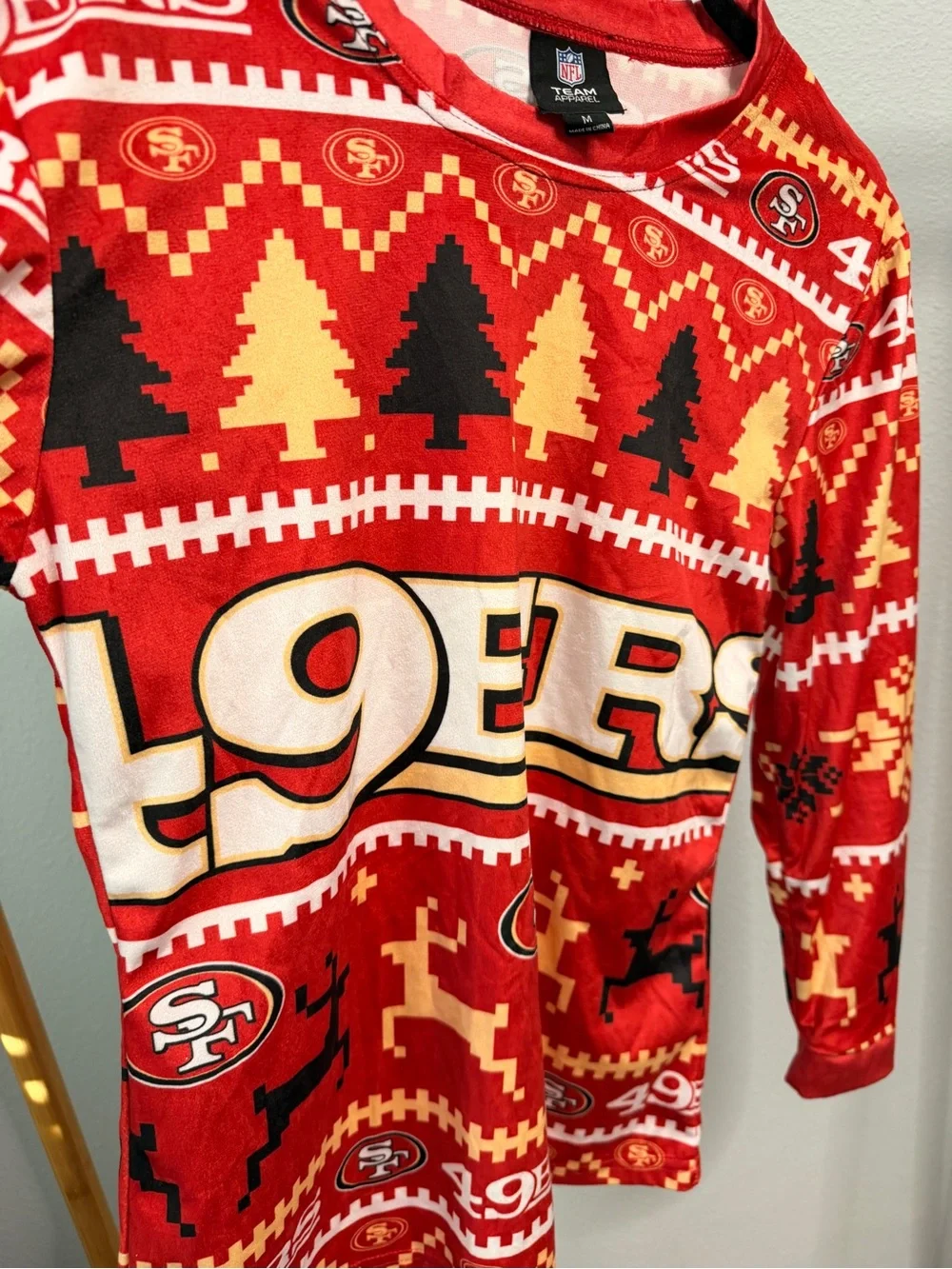NFL San Francisco 49ers Red and Gold Crewneck Holiday Sweater